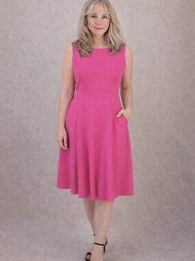 Nine West Hot Pink Fit-and-flare Dress Women's Size 6
